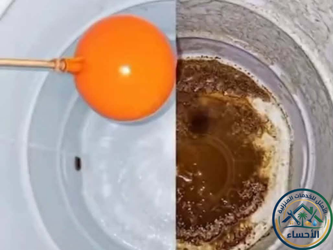 صورة واقعية لخزان قبل وبعد التنظيف من شركة الامثل بالاحساء